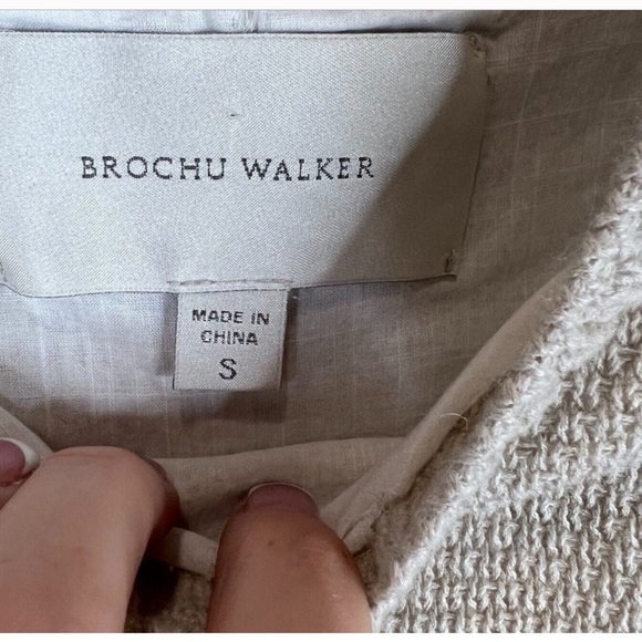 Brochu Walker Women’s Linen Blend Knit Sweater Tank Top Tan White Size Small - Picture 4 of 6